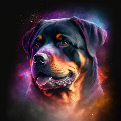 Rottweiler Dog in Space - Generative AI