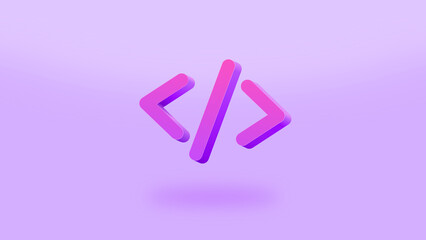 Code Script 3D Icon Pink and Purple Background Wallpaper Programmer and Software Developer Computer Science