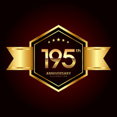 Logo design with emblem style for 195th anniversary celebration event. Logo Vector Illustration