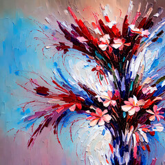 Floral abstracts textured painting 