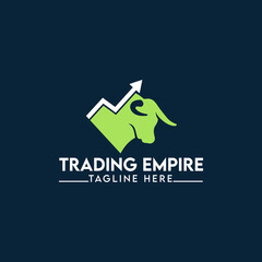 trading empire logo, bull trade, minimalist and business logo design in vector template.