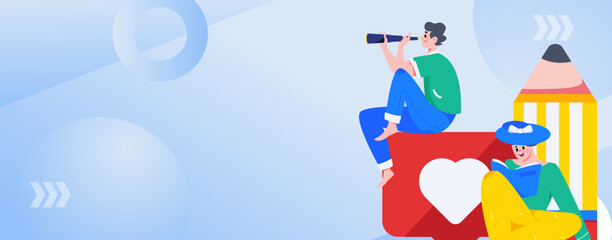 Education study vector flat character illustration
