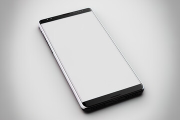 Smartphone mockup, isolated on a white backdrop with a blank screen frame template. Generative AI