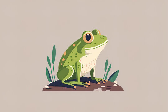 Cartoon frog in a flat style. Generative AI