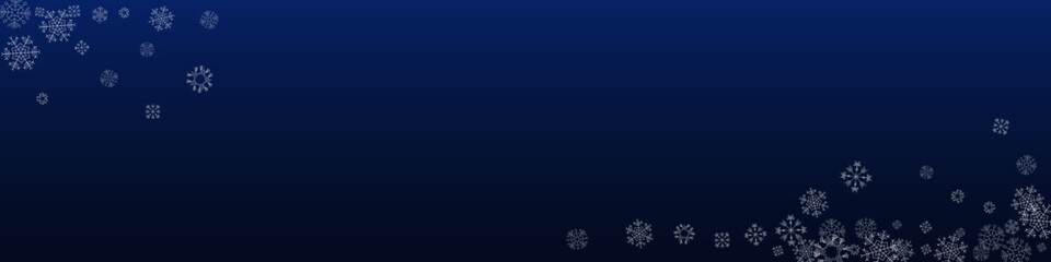Fototapeta na wymiar Silver Snowflake Vector Blue Panoramic