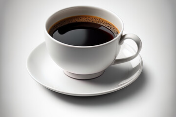 Fototapeta premium Black coffee in a white cup, isolated on a white backdrop with a clipping path. Generative AI