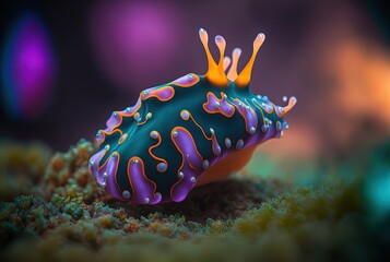 illustration of sea creature Nudibranchs, commonly known as sea slug - obrazy, fototapety, plakaty