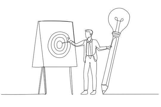 black line businessman aiming target with pencil clip art preview