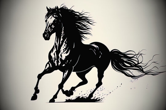 Running horse silhouette in form. Generative AI