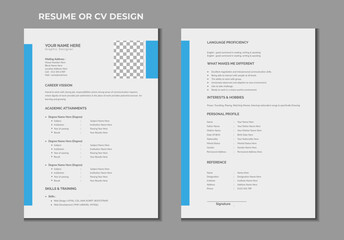 Corporate 2 pages resume or cv template design 