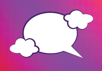 Cartoon Speech Bubble with Gradient and Halftone Effect Background