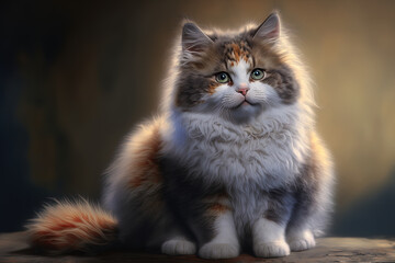 Naklejka na ściany i meble a picture of a nice, fluffy cat. Generative AI