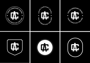 Letters AC or CA monogram template logo initial, badge design