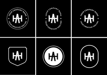 Fototapeta na wymiar Letters AH or HA monogram template logo initial, badge design