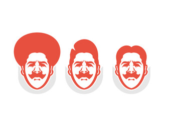 Man with mustache with different hairstyle
