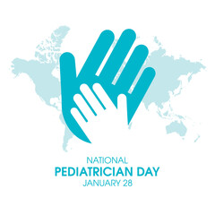 Fototapeta premium National Pediatrician Day vector. Adult and child hands simple graphic icon vector. Helping hand graphic design element. January 28 every year. Important day