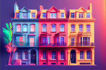 Fototapeta premium City illustration in abstract pastel colors