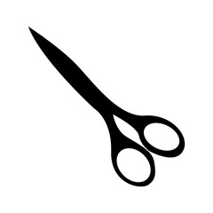 black and white scissor icon on a white background. Perfect for a variety of design projects. High-quality illustration with a simple, stylized design. Easily incorporated into any project.