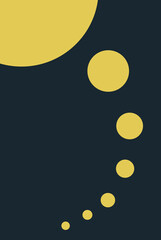 Moderne Kreisgrafik, in Gelb und Blau.