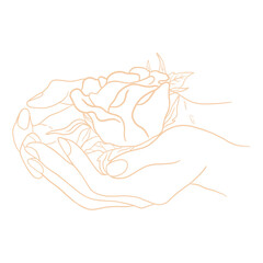 Hand Holding Rose Line Art