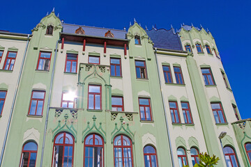 Obraz premium Green building with neo-gothic decoration in Bratislava, Slovakia