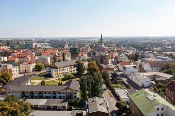 Fototapeta na wymiar The city of Staßfurt near Magdeburg in the Harz Region from above ( Saxony-Anhalt / Germany )