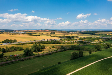 The city of Niedergebra (Nordhausen) from above (Thuringia region, Germany)