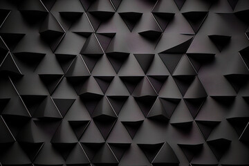 a black, geometrical backdrop. Triangles appear on an abstract backdrop. Generative AI