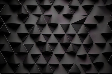 Obraz premium a black, geometrical backdrop. Triangles appear on an abstract backdrop. Generative AI
