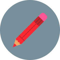 Pencil Multicolor Circle Flat Icon
