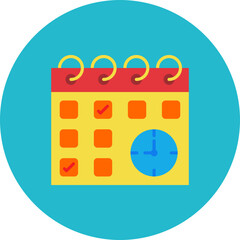 Calendar Multicolor Circle Flat Icon
