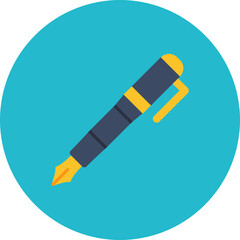 Fountain Pen Multicolor Circle Flat Icon
