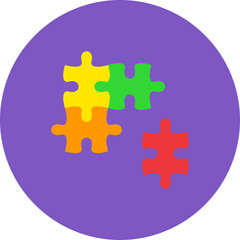 Puzzle Multicolor Circle Flat Icon