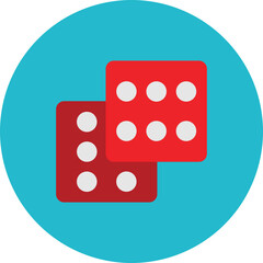 Dices Multicolor Circle Flat Icon