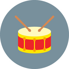 Drum Multicolor Circle Flat Icon