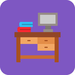 Desk Multicolor Round Corner Flat Icon