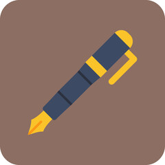 Fountain Pen Multicolor Round Corner Flat Icon