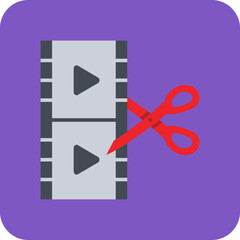 Film Editing Multicolor Round Corner Flat Icon