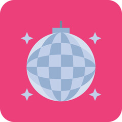 Disco Ball Multicolor Round Corner Flat Icon