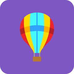 Naklejka premium Hot Air Balloon Multicolor Round Corner Flat Icon