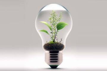 light bulb with small plant inside #2. Concept of Green Sustainable Energy, recycling, eco-friendly, Earth Day, Help the Environment, Generative AI