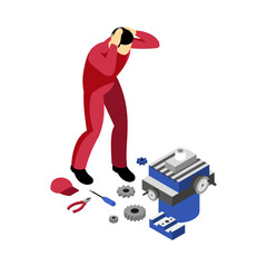 Mechanic Isometric Illustration