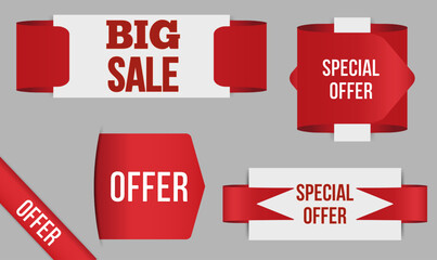 Set of New collection tags. Vector badges and labels. Paper ribbons