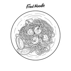 Illustration Hand Drawn Fired Noodle