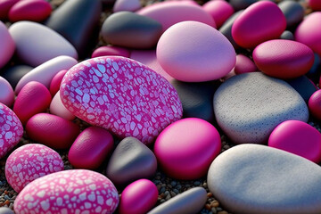 Obraz na płótnie Canvas pink and charcoal pebbles made by generative ai