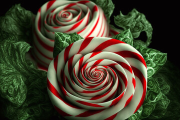 peppermint and candy cane roses made by generative ai