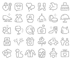 Wedding line icons collection. Thin outline icons pack. Vector illustration eps10