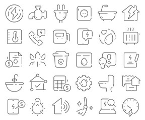 Public utilities line icons collection. Thin outline icons pack. Vector illustration eps10