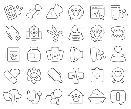 Veterinary line icons collection. Thin outline icons pack. Vector illustration eps10