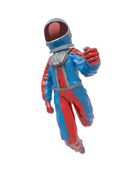 astronaut girl is floating on bottom view